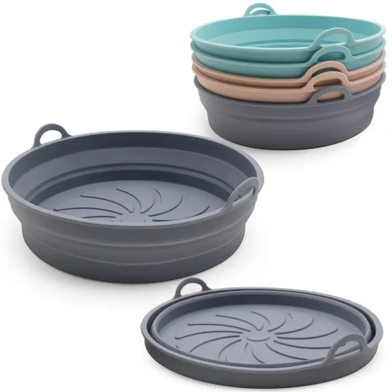 

Foldable Air Fryer Silicone Basket Airfryer Oven Baking Tray Non-Stick Pizza Fried Chicken Basket Reusable Pan Liner Accessories