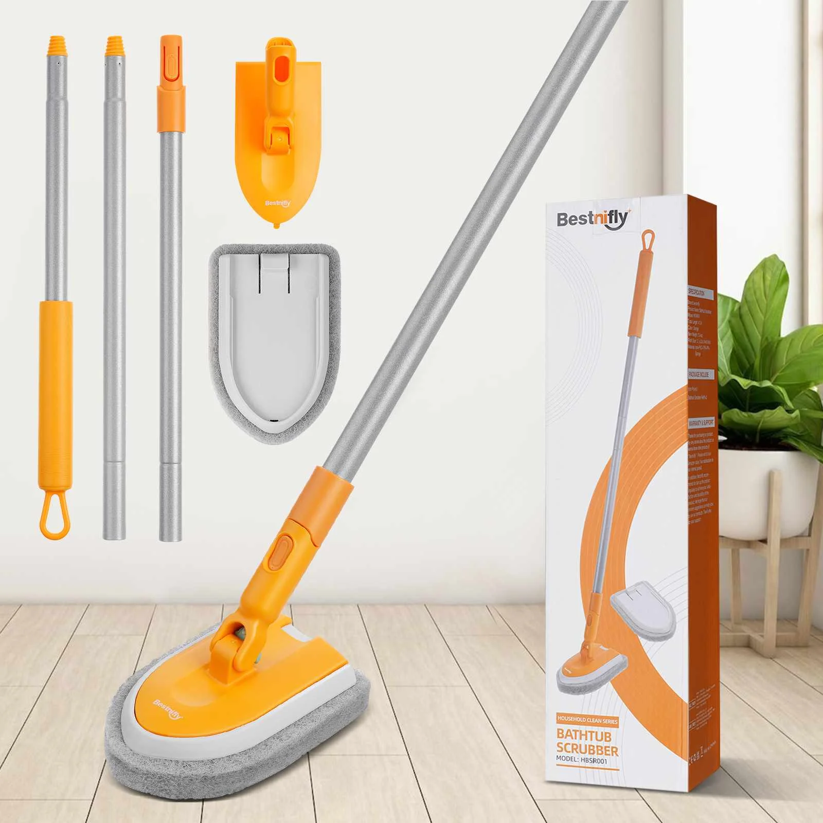 

Bathtub Scrubber Tile Bathtub Scrub Brush 2 PCS Sponge Brush with 42'' Extendable Handle Sponge Scrubbing for Bathroom Shower