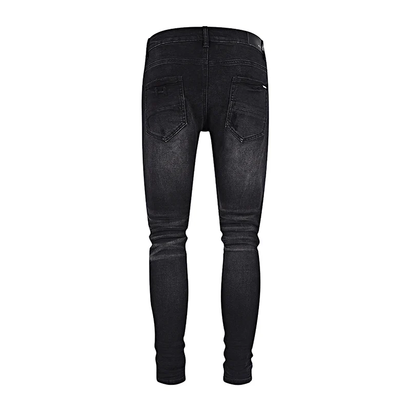 Street Fashion Men Jeans Retro Black Gray Stretch Elastic Skinny Ripped Jeans Men Patched Designer Hip Hop Brand Pants Hombre