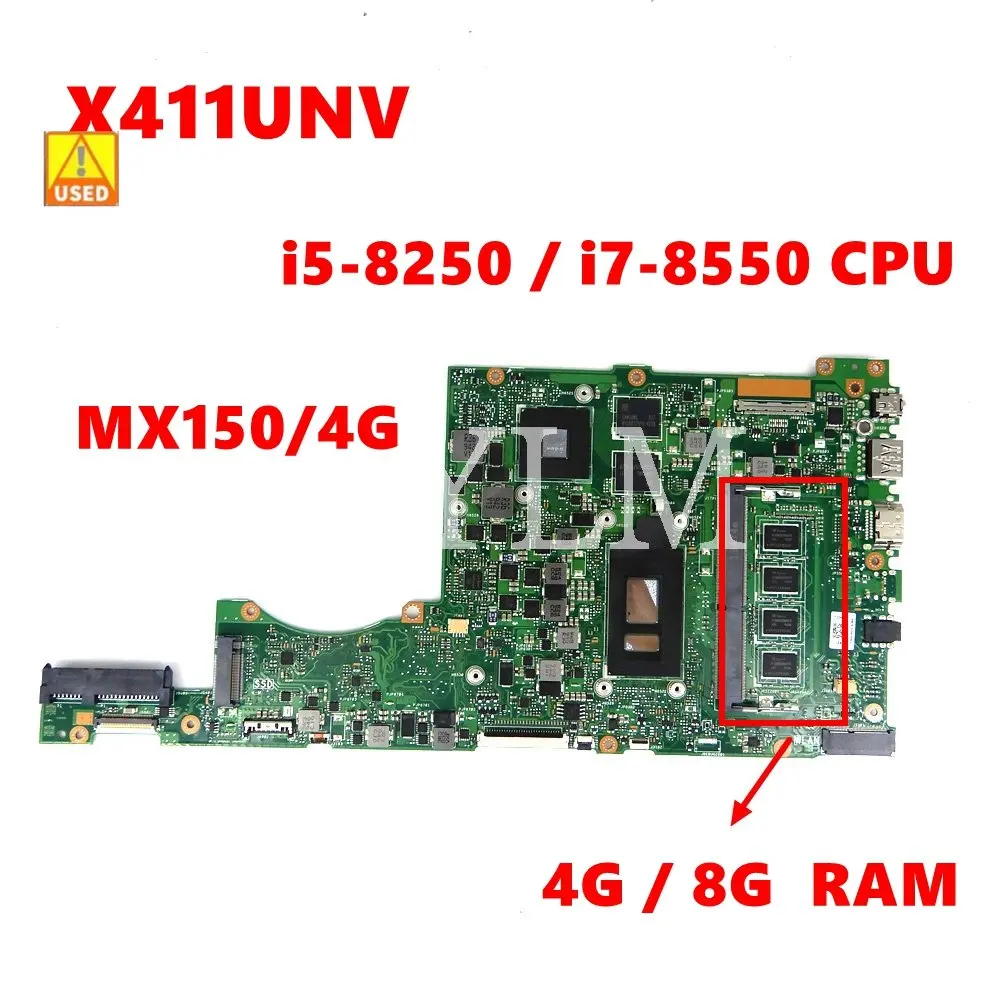

Б/у материнская плата для ноутбука X411UNV 4G/8G RAM MX150/4G i5/i7CPU Материнская плата ASUS X411U X411UN X411UNV X411UQ X411UA S4200U S4200