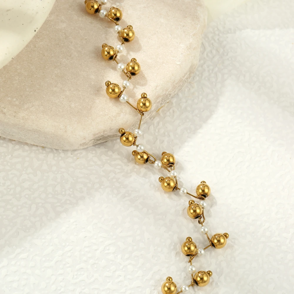 Badu искусственный жемчуг из нержавеющей стали золотого цвета шариковые бусины