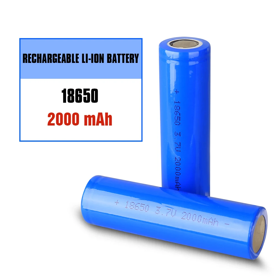 18650 Rechargeable Battery 3.7V 2000Mah Flat Head Top INR18650 Lithium  Power Batteries For Toy Flashlight Toothbrush (NO PCB)