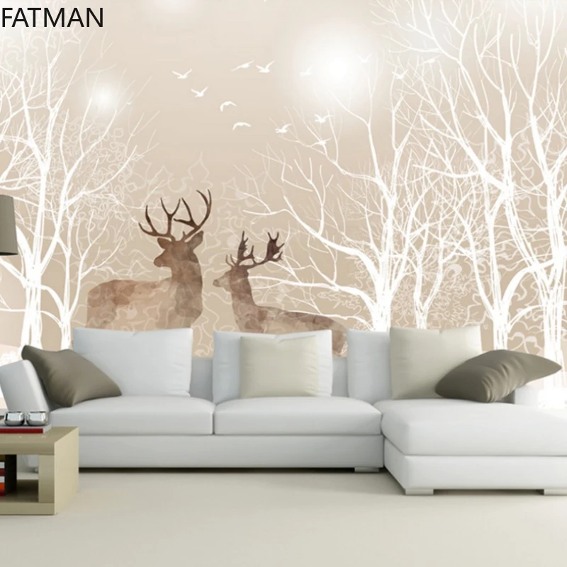 

FATMAN Custom Nordic 6d Woods Elk Wall Covering TV Background 3D Wall Paper Living Room Sofa Bedroom Abstract Mural Dropship