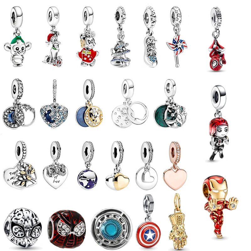 925 Silver Disney Collection Mickey Mouse Marvel Charm Bead Pendant Fit DIY Pandora Bracelet Original Hot SaleJewelry Cool Gift