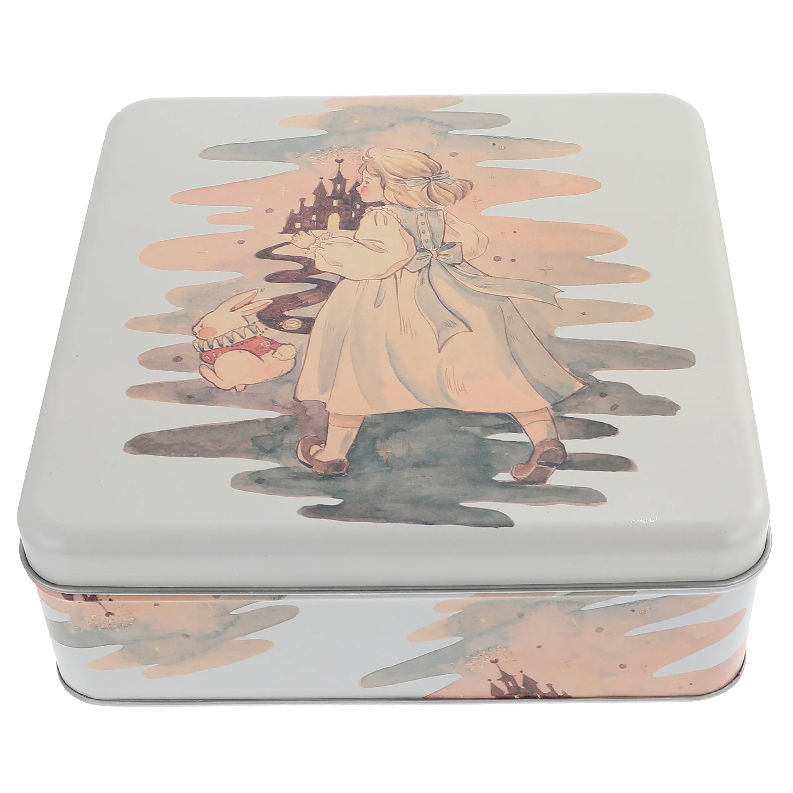 

Tin Cookiebox Lids Candy Square Storage Boxes Metal Gift Tea Decorative Containers Tins Tinplate Container Biscuit Canister