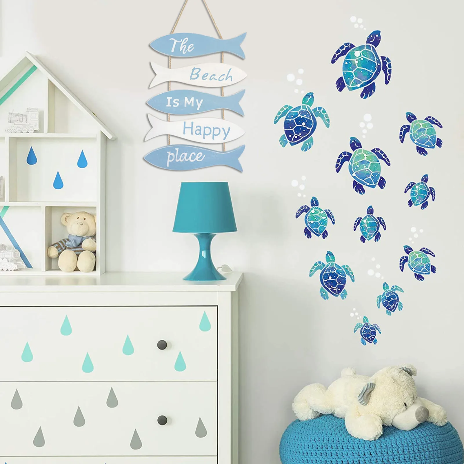 

Wooden Fish Shaped Ornament For Beach Restaurant Decorating Home Living Room Kitchen Hanging Crafts Wall Decoration