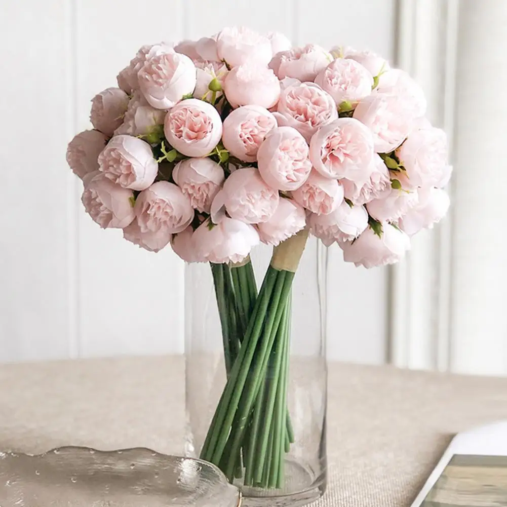 

1 букет искусственных цветов, сгибаемый, не требует ухода, пластиковый, 27 головок, имитация цветов камелии для дома