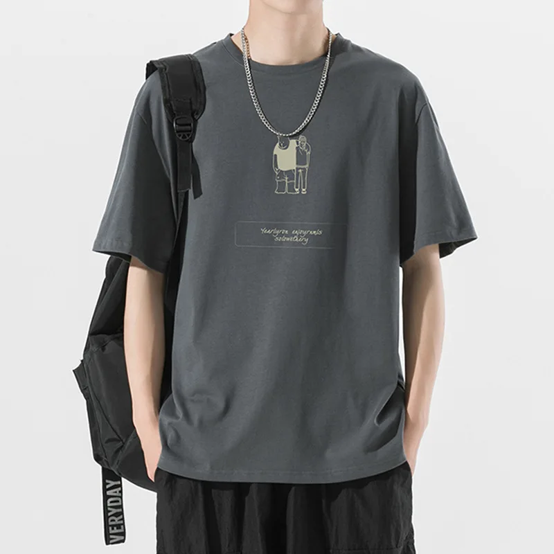 

2022 New T-shirt Short sleeve Men's Trendy cotton round collar loose half sleeve versatile T-shirt