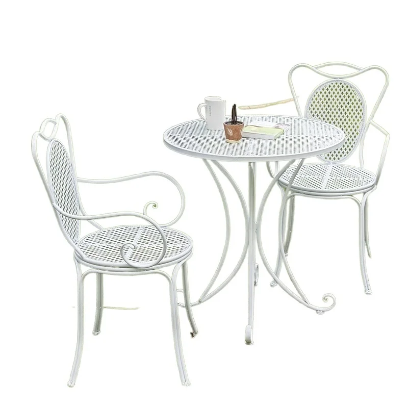 

Nordic Balcony Negotiation Courtyard Outdoor Garden Table And Chair Combination Leisure White Table And Chair Three Piece Set