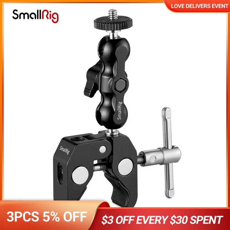 

SmallRig Multi-Functional Crab-Shaped Clamp with Ballhead Magic Arm 2164
