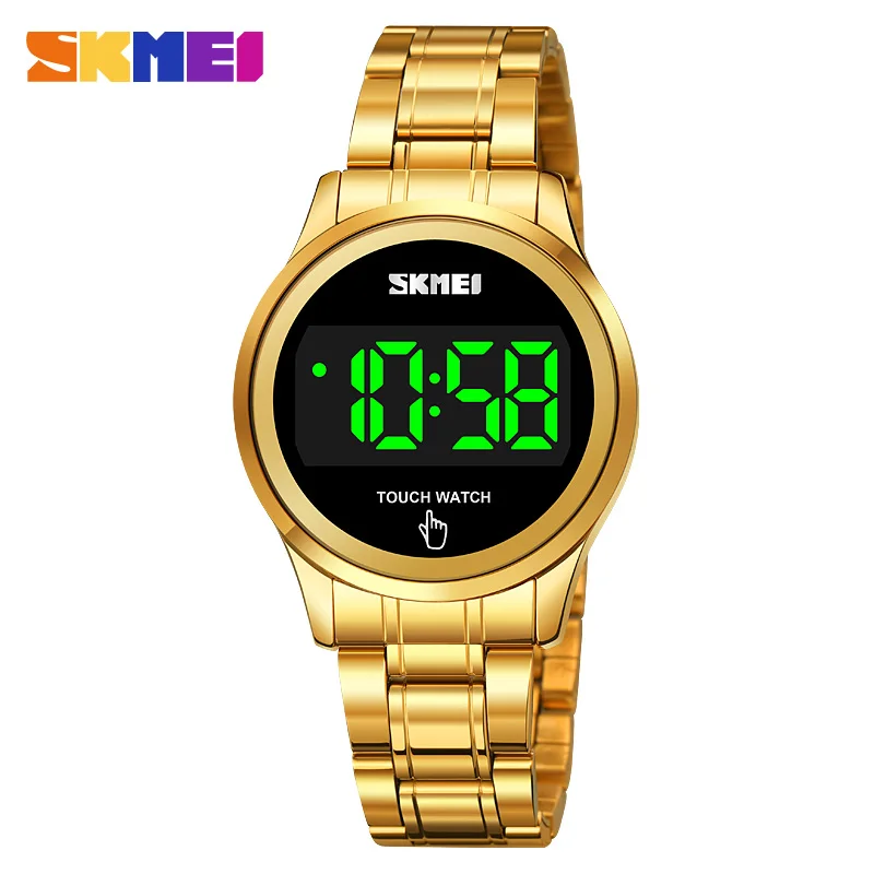 

Fashion Brand Women Watches Luxury Stainless Steel Touch Screen Quartz Watch Led Light Digital Wristwatch New Style Ladies Clock