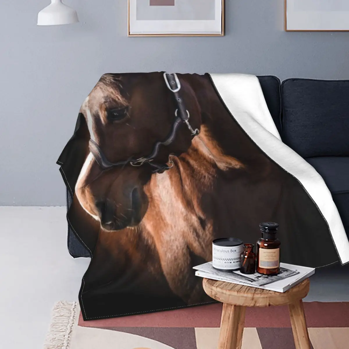 

Light Natural Wildlife Brown Horse Plush Bedspread Coral Fleece Home Car Blanket. Flannel Travel Decor Nap Blanket