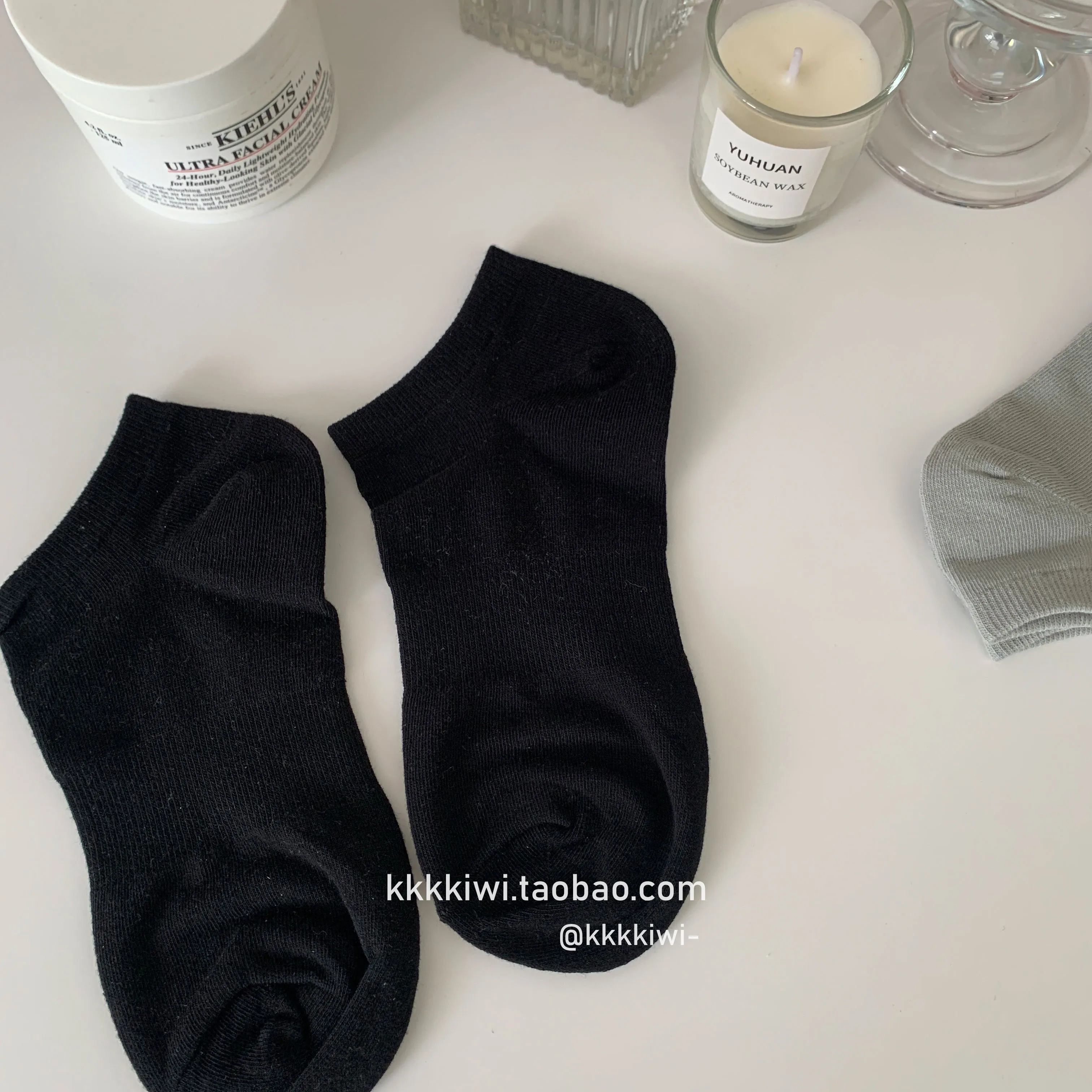Can Match Everything Black White and Gray Simple Basic Socks ~ Four Seasons Well Wear Soft Glutinous Sports Leisur...