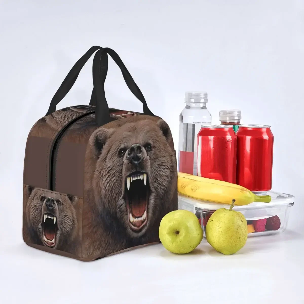 Изолированная сумка для обеда с медведем злого медведя женщин и мужчин