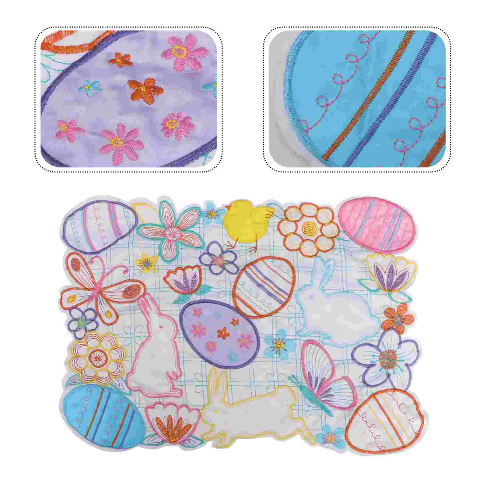 

1Pc Party Placemats Embroidery Table Mat Colorful Table Mat Decor Place Mat