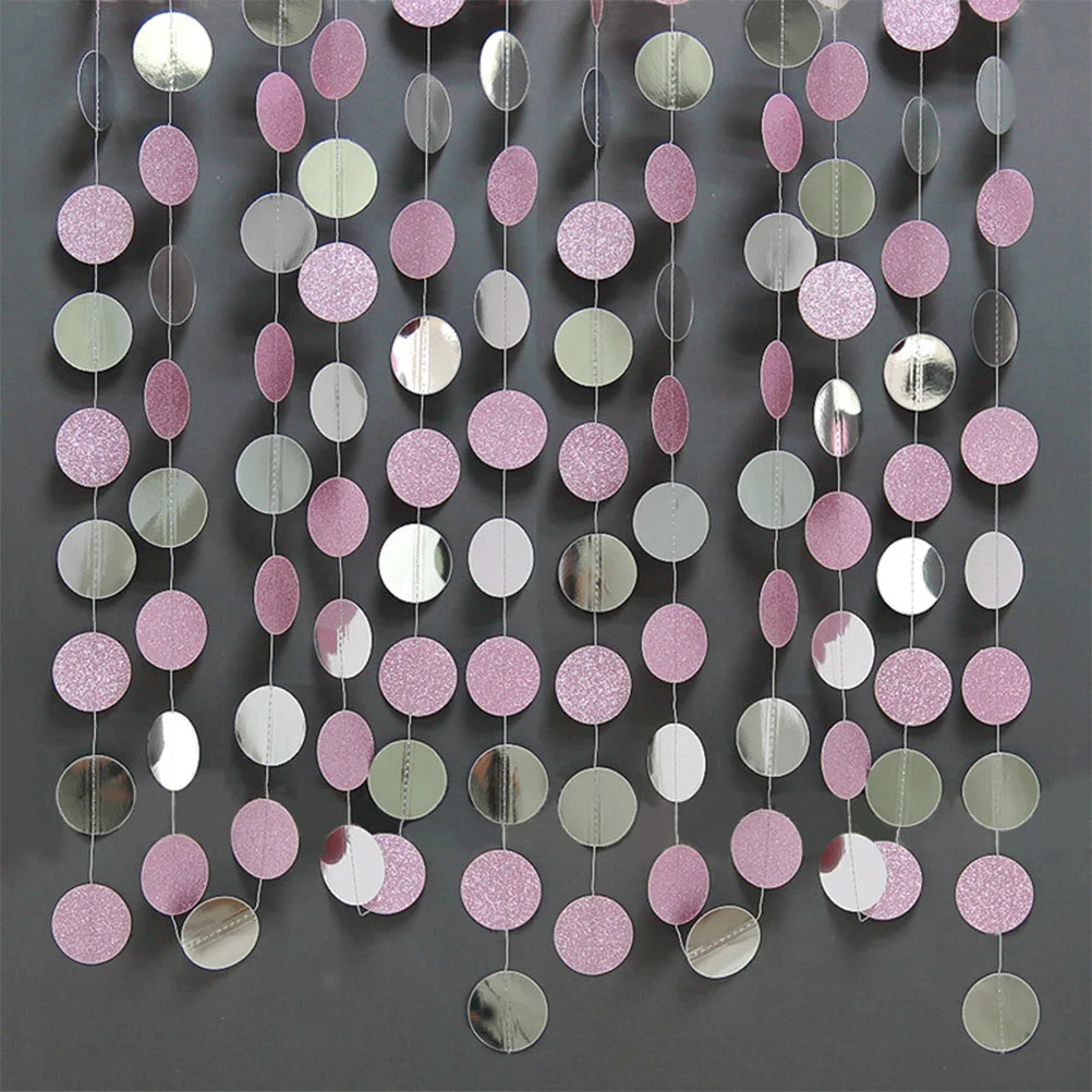 

Garland Dot Circle Twinkle Streamer Banner Round Glitter Bunting Shower Baby Backdrop Glittery Hanging Paper Birthday