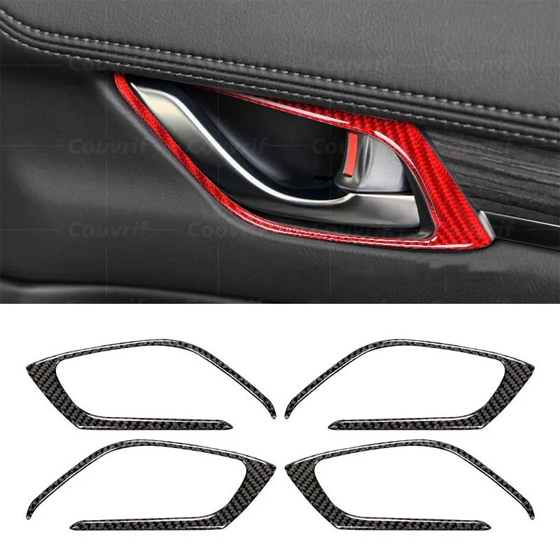 

Чехол из углеродного волокна, чехол для дверной ручки, отделка дверной чаши, ручка для Mazda внутренняя панель автомобиля KF CX5, аксессуары