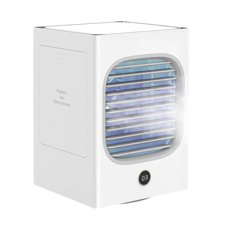 

Top Deals Chargeable Portable Air Conditioner Air Cooler Humidifier Purifier UV LED Shaking Head Desktop Air Cooling Fan