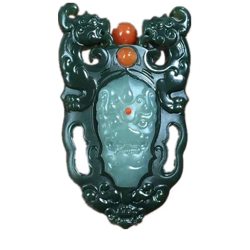 Hetian нефритовый кулон P0021 из тонкого материала в античном стиле зверя нефрита