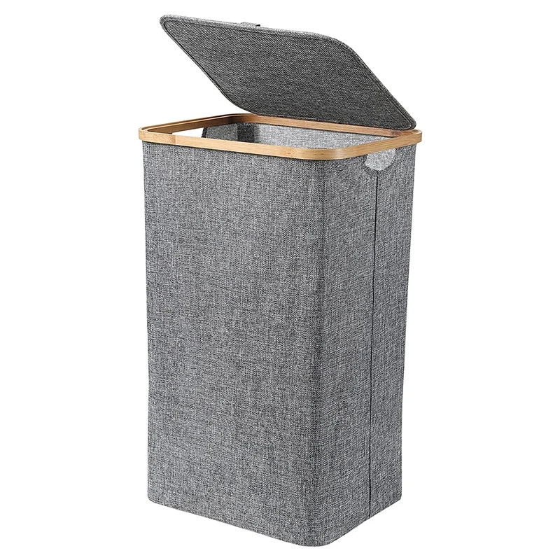 

Clothes Hamper with Lid,Bamboo Dirty Laundry Baskets with Handle,Collapsible Laundry Hamper for Clothing Organizing