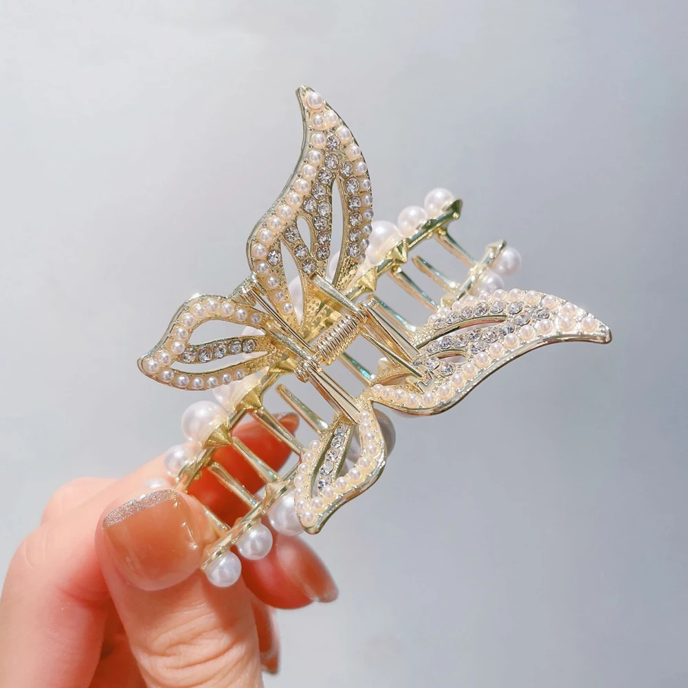 

Elegant Rhinestone Butterfly Hair Clips Hair Claws Temperament Shark Clip Clamp Hairpin Hair Accessories for Women Girls Casual