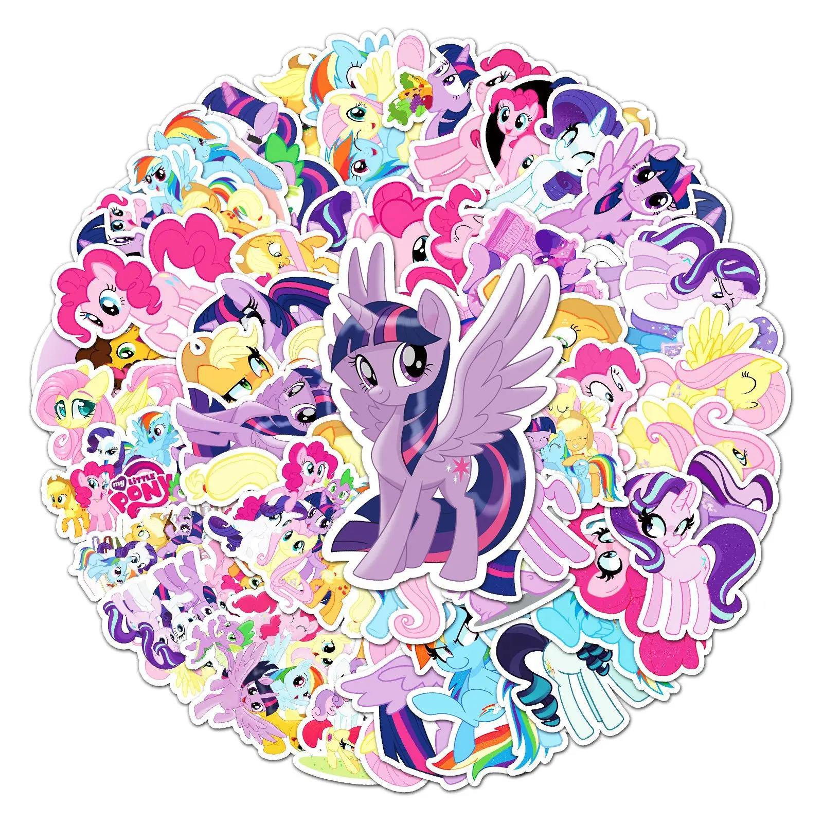Cute 50pcs My Little Pony Doodle Stickers Waterproof Re-Pasteable Graffiti DIY Suitcase Notebook skateboard Baby Toys Girls Gift