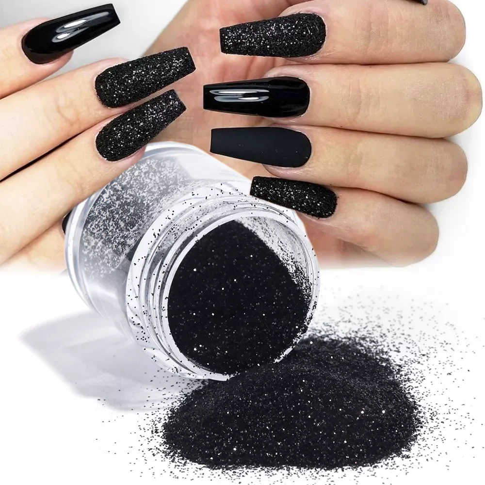 

1Box Nail Glitter Sugar Powder Balck White Dip Powder Candy Sand Nail Pigment Winter Design Rub Dust Manicure Tools GLMN01-08