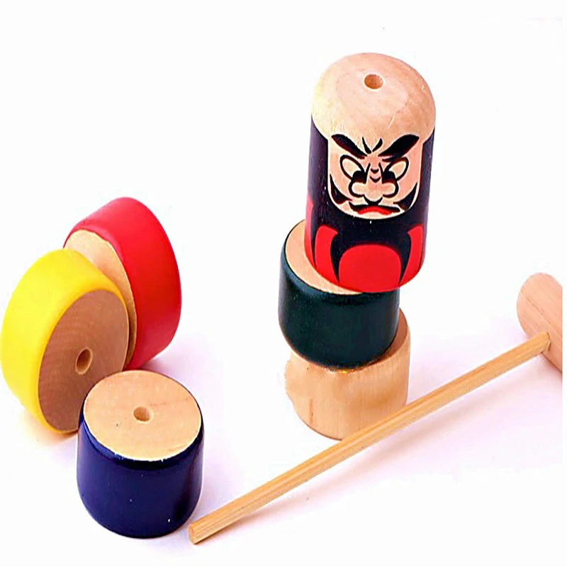 Фото Детские кубики для раннего детства, деревянные игрушки Daruma Otoshi, японская игра народного творчества, лучший подарок на день рождения и Рожде... №2