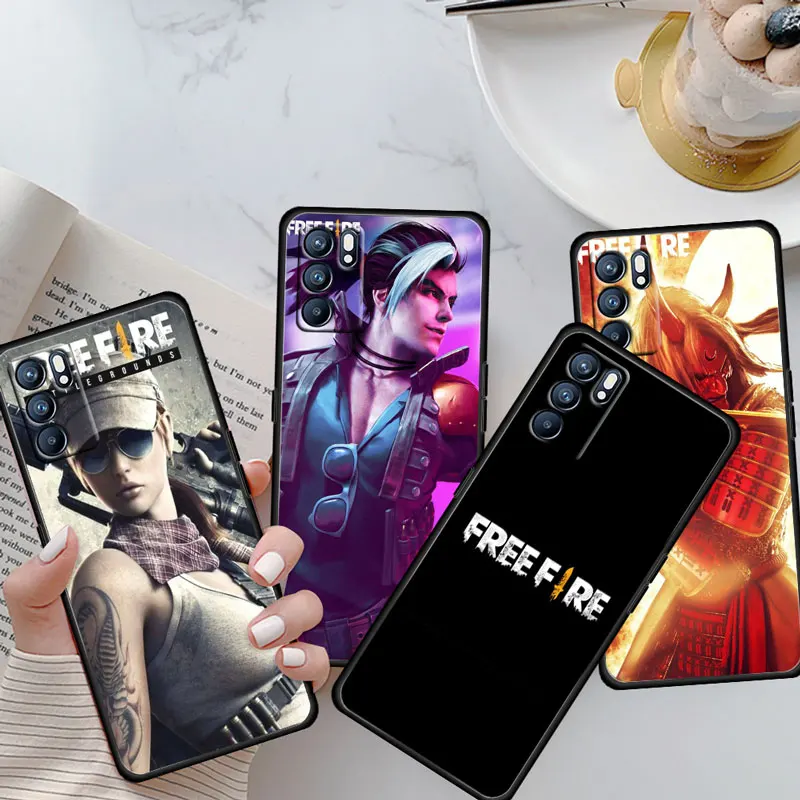 

Hot Free Fire Game Soft Shockproof Black Phone Case For OPPO Reno 6 5 4 3 2 2Z 2F Z 4F 4Z 5G Pro Plus Lite Coque
