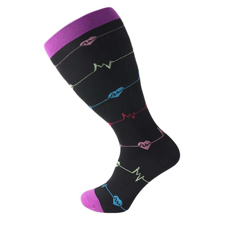 Unisex Plus Size High Elastic Compression Socks for Exercise, Printed Compression Socks for Overweight Individuals