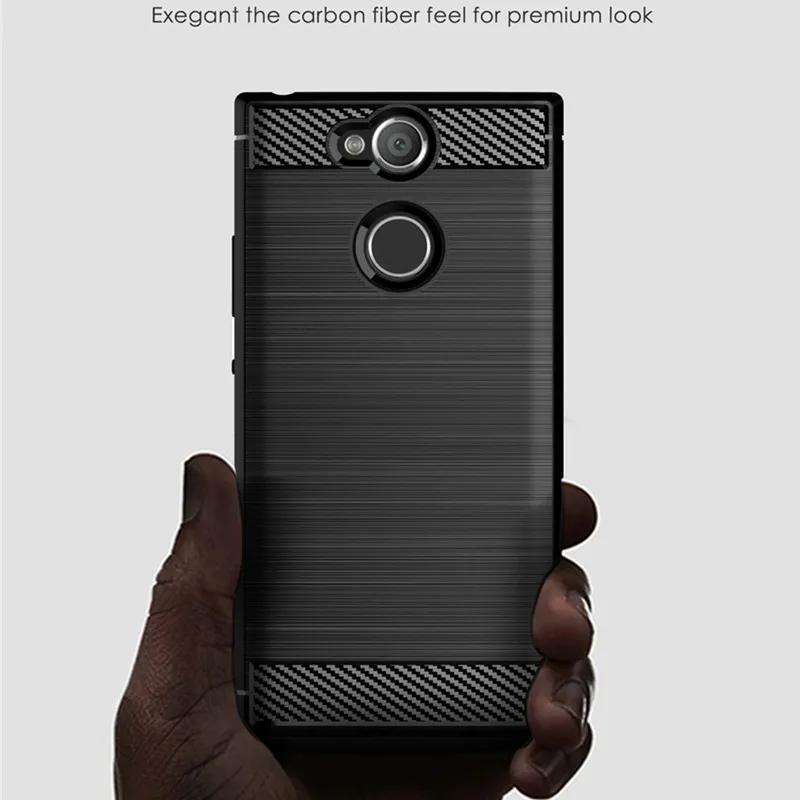 Роскошный чехол из углеродного волокна для Sony Xperia XA2 полностью Защитный Мягкий