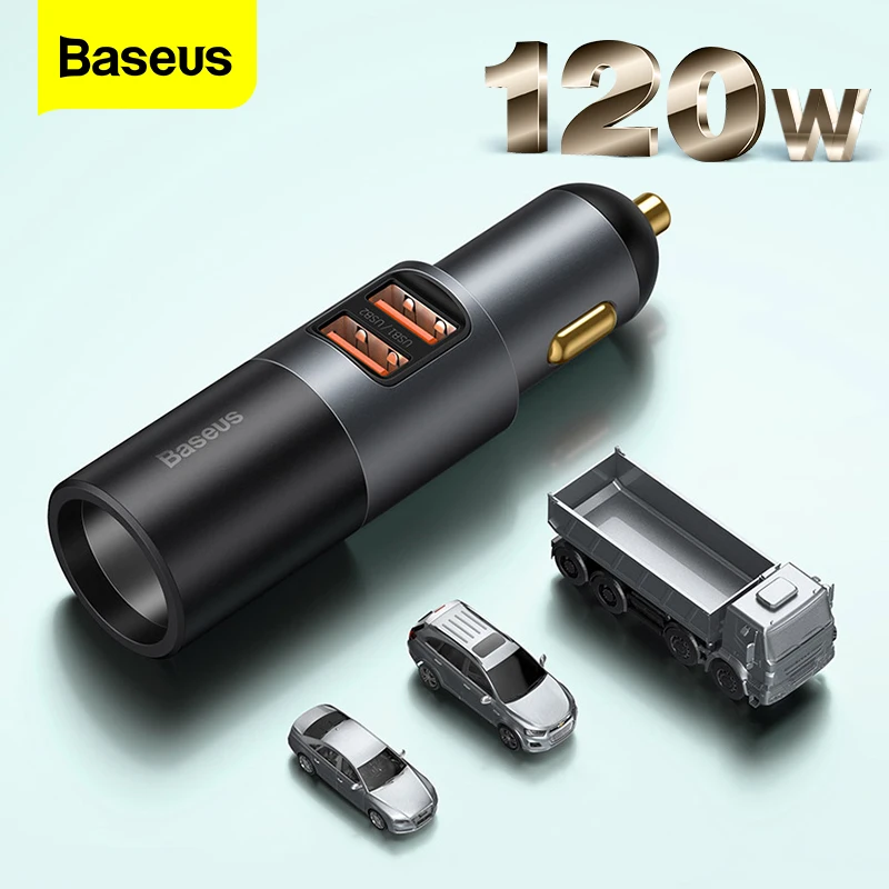 Baseus 120W USB Car Charger Quick Charge 4.0 QC4.0 QC3.0 PD Type C Fast Charger For 12-24V Car Splitter Cigarette Lighter Socket
