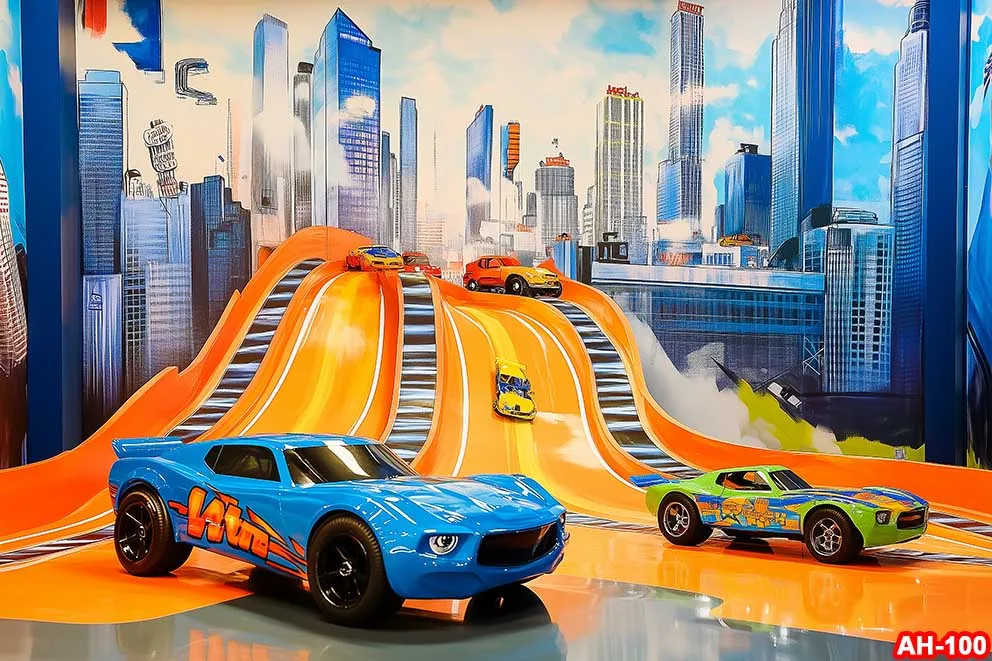 Wheels Wild Hot Racer Photogarphy Backdrops Birthday Party Video Game Background Car Racing Kids Banner Photo Shoot Studio Props