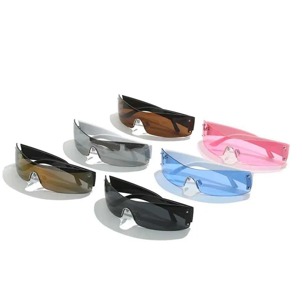 

Women Me Sun Glasses Gradient Lens Rectangle Shades Y2K Sunglasses Futuristic Wrap Around Sunglasses