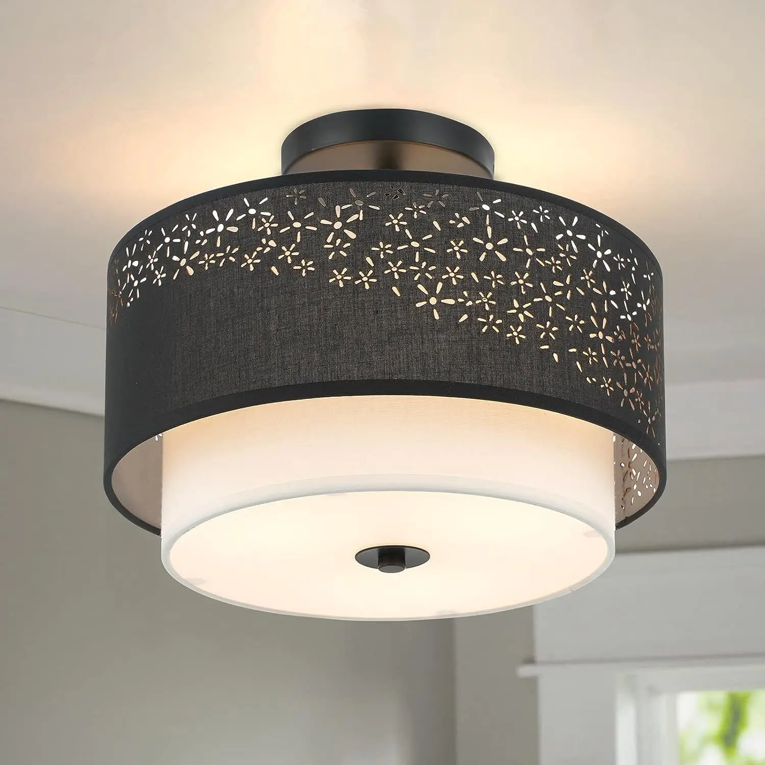 

ZK50 Creative Decorative Fabric Lampshade Ceiling Chandelier Iron Frame Craft Fabric Lampshade Lighting Decorative Lamp E27