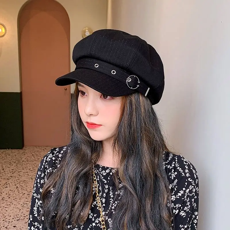 

Береты Женские однотонные для студентов, шикарная уличная одежда, Женская Универсальная Ретро-Кепка в Корейском стиле для отдыха и путешествий