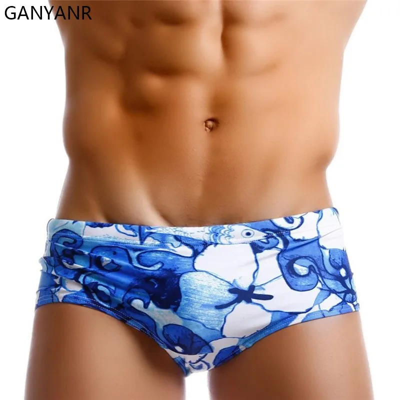 

GANYANR Swimming Trunks Men Swim Brief Swimsuit Swimwear Beach Shorts Sunga Boxer Surf Wear Bathing Suit quick dry Boardshorts