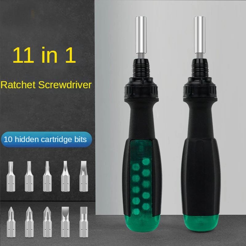 

Built-In 11-in-1 Ratchet Set Home Repair Tool Cross Word Hexagonal Plum Telescopic Ratchet Screwdriver