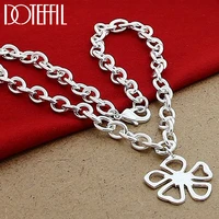 doteffil 925 sterling silver flowers pendant necklace 18 inch chain for women wedding engagement fashion jewelry