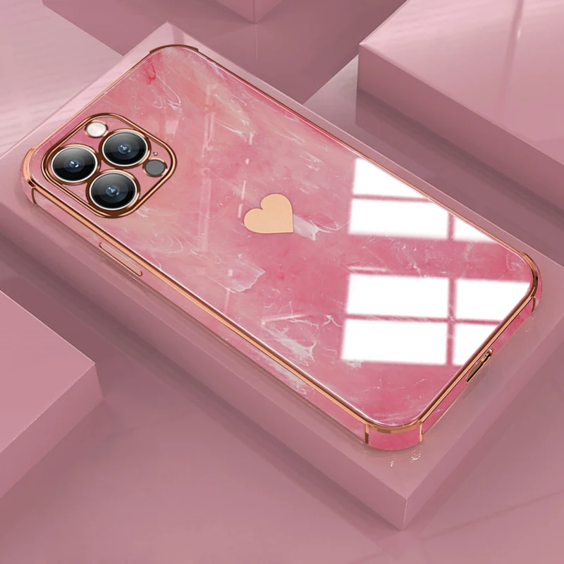 

Luxury Shockproof Plating Soft Case For iPhone 13 12 11 Pro Max XS XR X R 8 7 Plus iPhone12 12Pro iPhone11 Marble Texture Covers