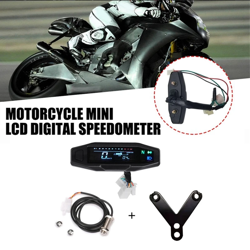 

Motorcycle LCD Speedometer Mini Meter Odometer Electric Injection Carburetor Instrument With Bracket For Russian KR200