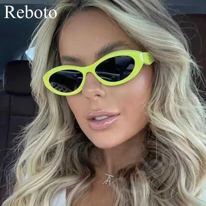 2024 брендовые маленькие овальные солнцезащитные очки женские модные узкие желтые