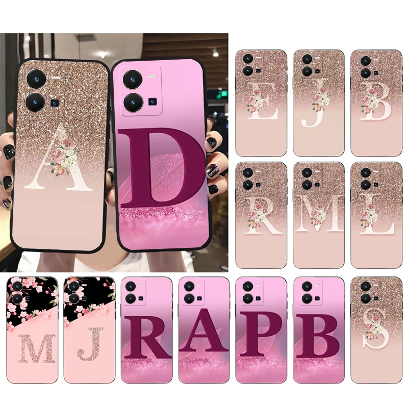 

Letter Pink Shiny Flower Phone Case for VIVO Y53S Y33S Y22S Y11S Y31 Y21 Y70 Y20 Y21S Y72 Y35 Y51 Y01 V23E V21 V23 V21E Funda