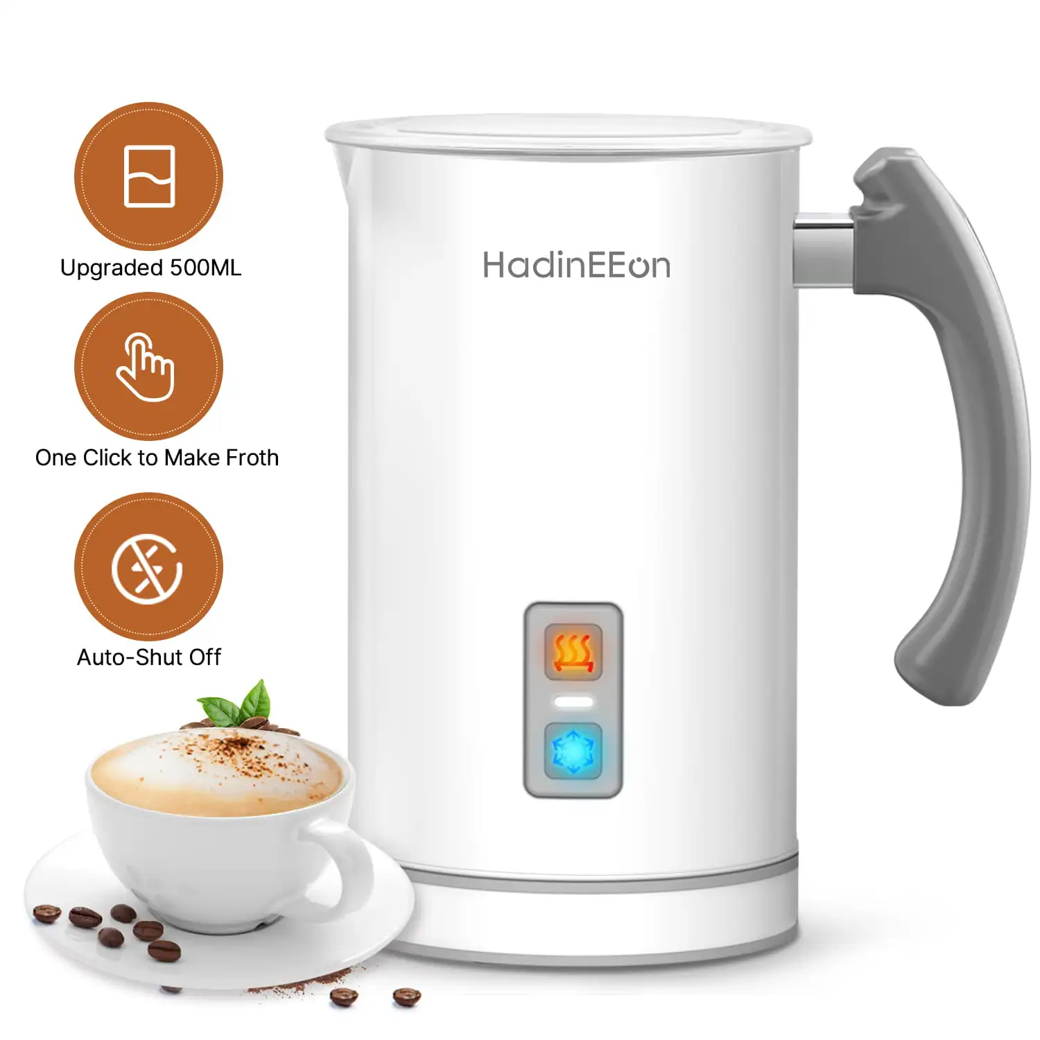 

Milk Frother,500ml Electric Milk Steamer, Automatic Hot or Cold Milk Frother Warmer,Foam Maker, Milk Heater for Coffee,Latte,Cap