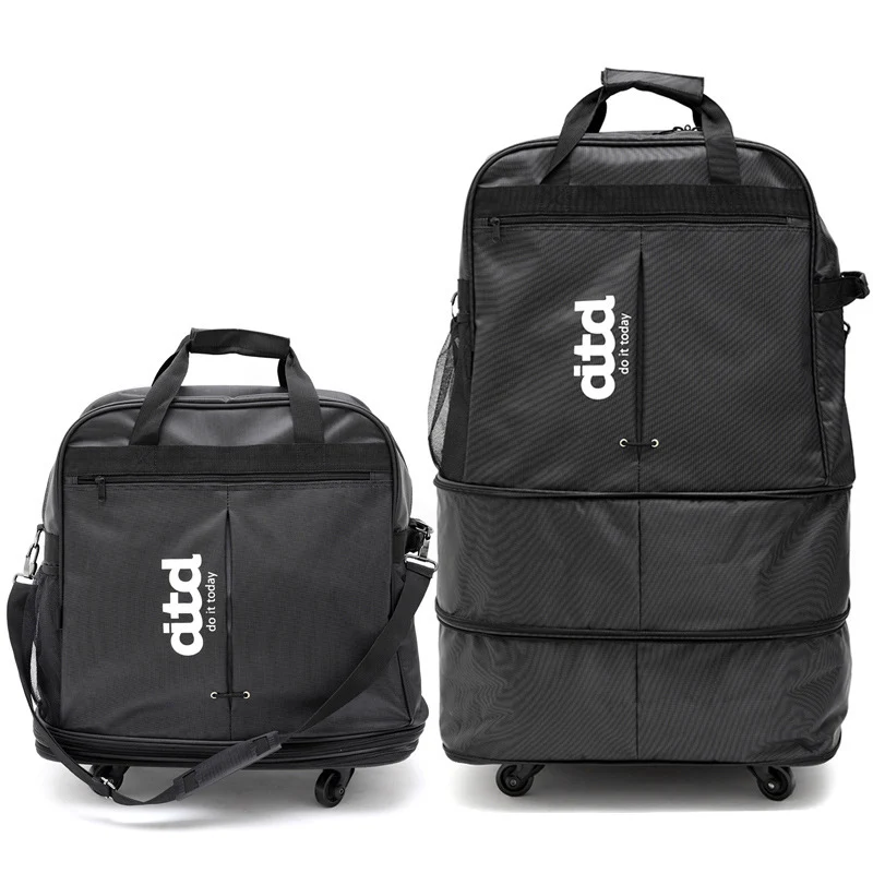 High Quality Universal Wheel Foldable and Easy To Store Large-capacity Nylon Folding Women's Plaid Luggage Travel Bag