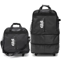 high quality universal wheel foldable and easy to store large capacity nylon folding womens plaid luggage travel bag