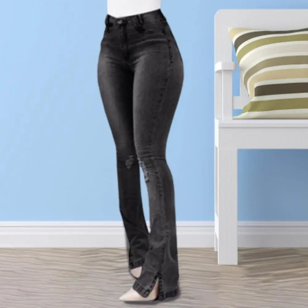 

2022 New Denim Jeans High Waist Oversized Boot Cut Long Elastic Flare Design Denim Pants for Daily Wear