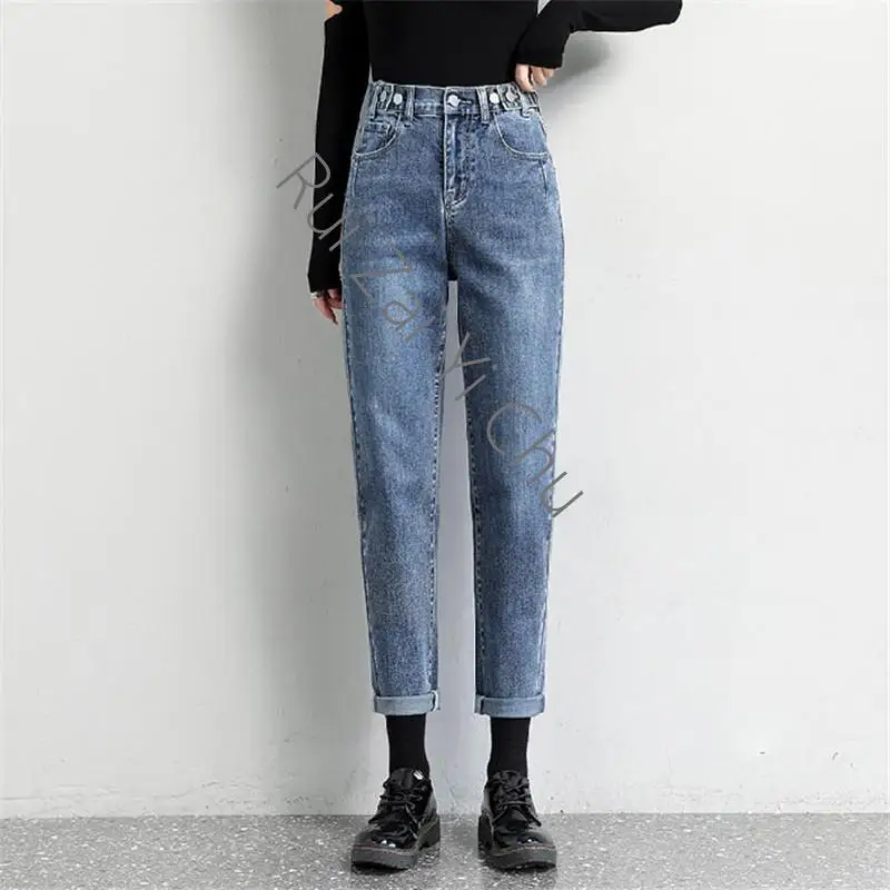 Vintage Blue Jeans Spring Summer New Loose Woman High Waist Boyfriend Jeans for Women Mom Jeans Harlan Carrot Pants
