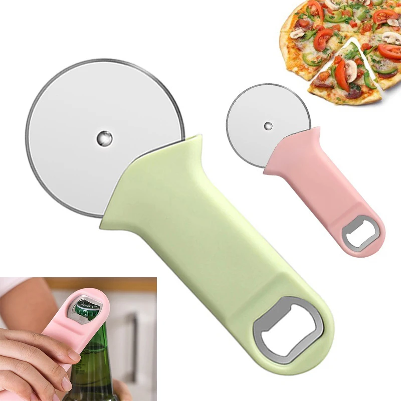 

1PC Multi-Function Stainless Steel Pizza Cutter Cake Bread Pies Round Knife Kitchen Accessorie Baking Tools With Bottle Opener