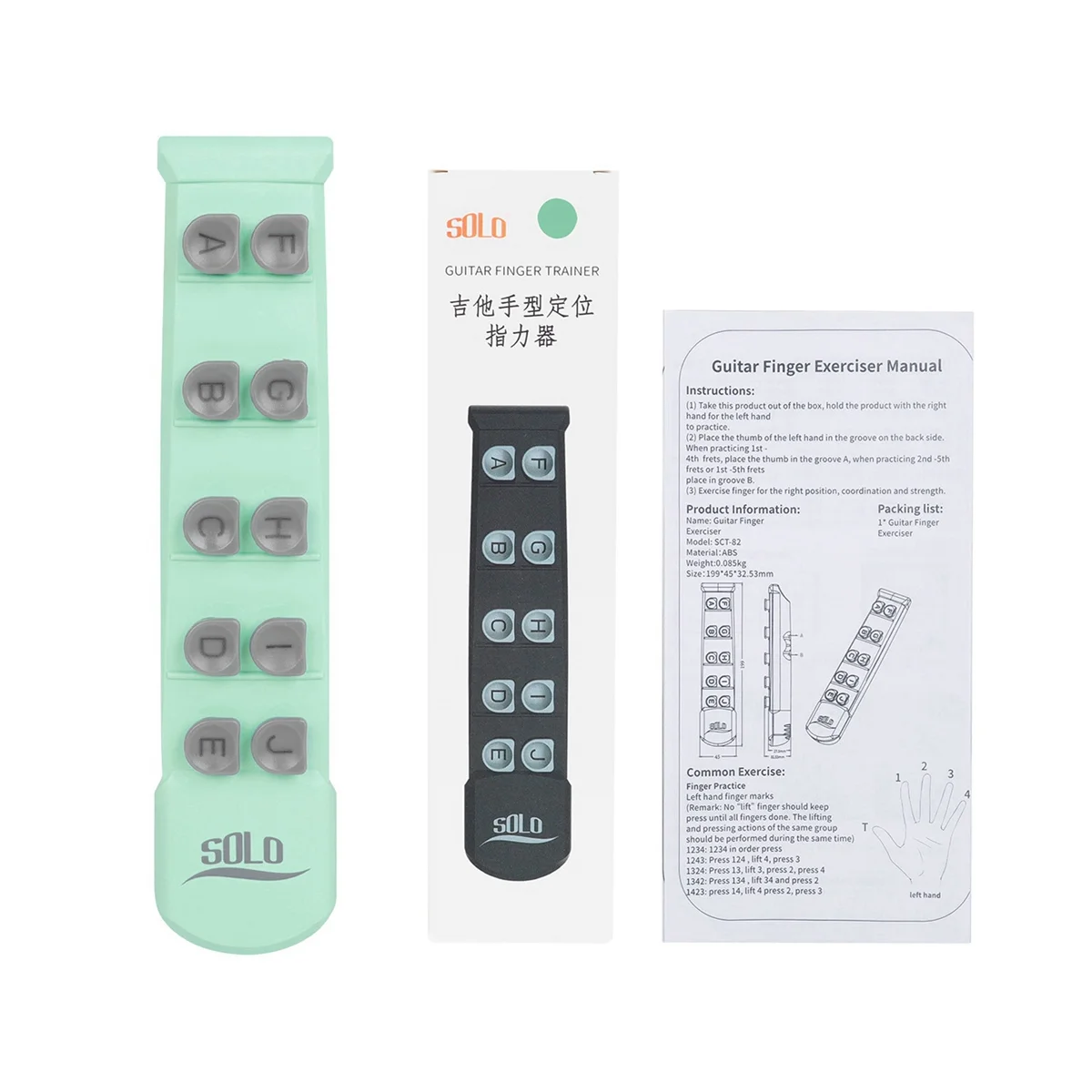 

SOLO Guitar Finger Expander Posture with 10Buttons Strength Exerciser Assist Tools for Bass Ukulele,Cyan